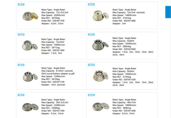 25000RPM、50560XG、6x100ml容量のDNA/RNAおよび細胞分離用高速冷却遠心機